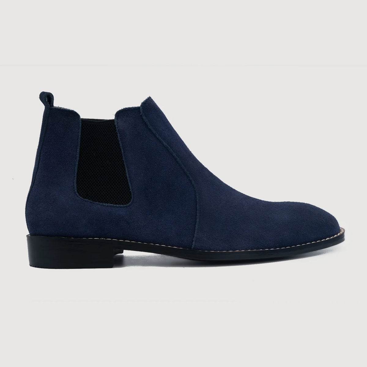 Midnight Blue Goatskin Suede Leather Boots - بناء غوديير ويلت المتين وتفاصيل مقدمة الحذاء