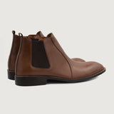 Clarkson Chelsea Brown Leather Boots For Men - Reinforced Heel Counter & Precision Double-Row Stitching Detail