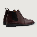 Clarkson Chelsea Maroon Leather Boots For Men - Reinforced Heel Counter & Precision Double-Row Stitching Detail