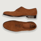 Greyson Brogues Oxford Brown Suede Leather Shoes For Men - Reinforced Heel Counter & Precision Double-Row Stitching Detail