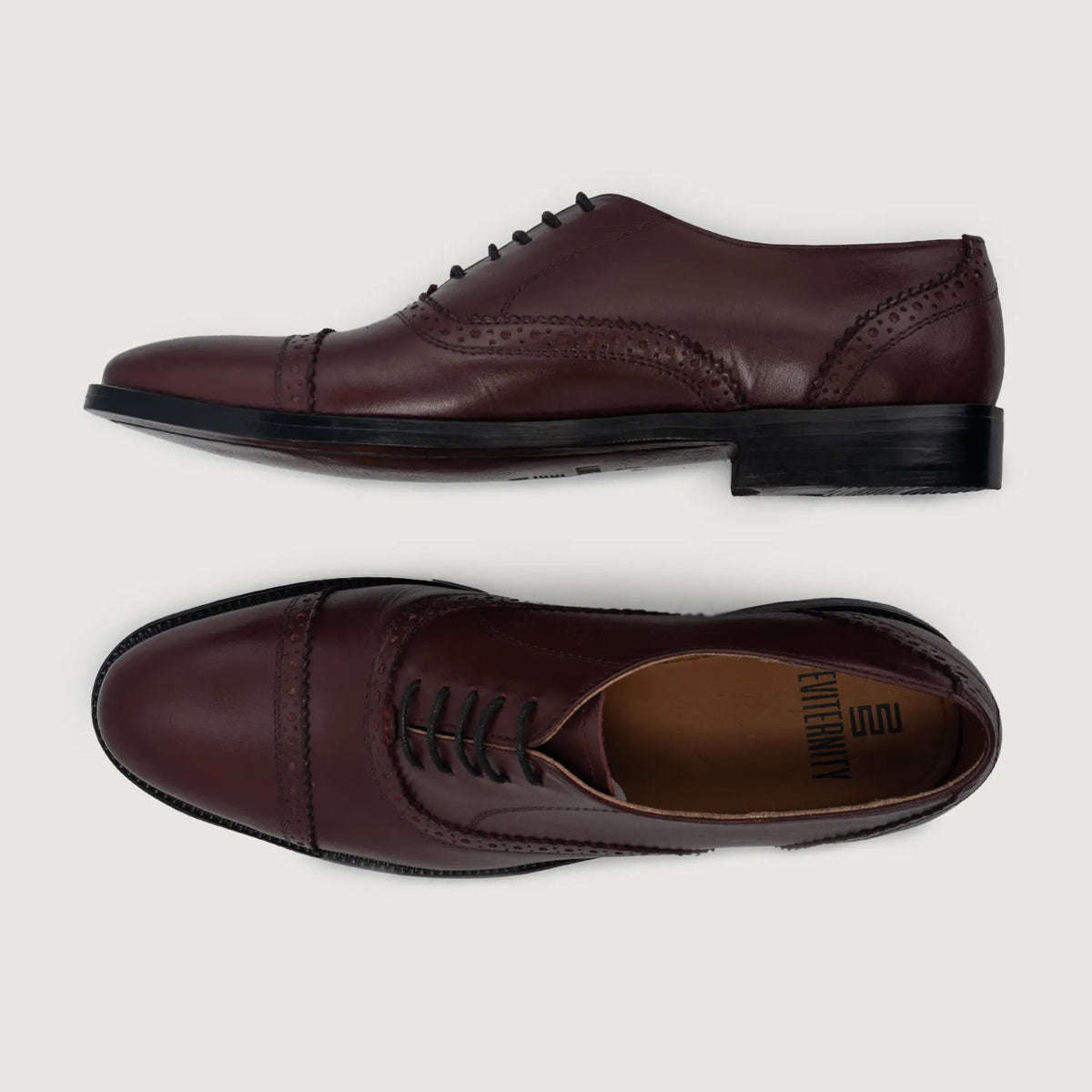 Greyson Brogues Oxford عنابي أحذية جلدية كلاسيكية رجالي For Men - دعامة الكعب المقواة وتفاصيل الخياطة المزدوجة الدقيقة