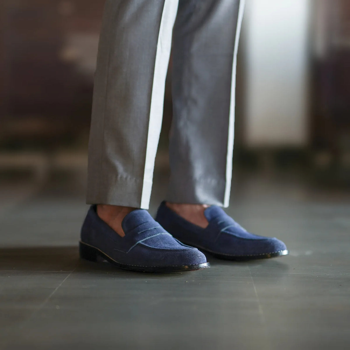 Orlaven Baxton أزرق Suede أحذية لوفر جلدية بدون كعب رجالي footwear image 9