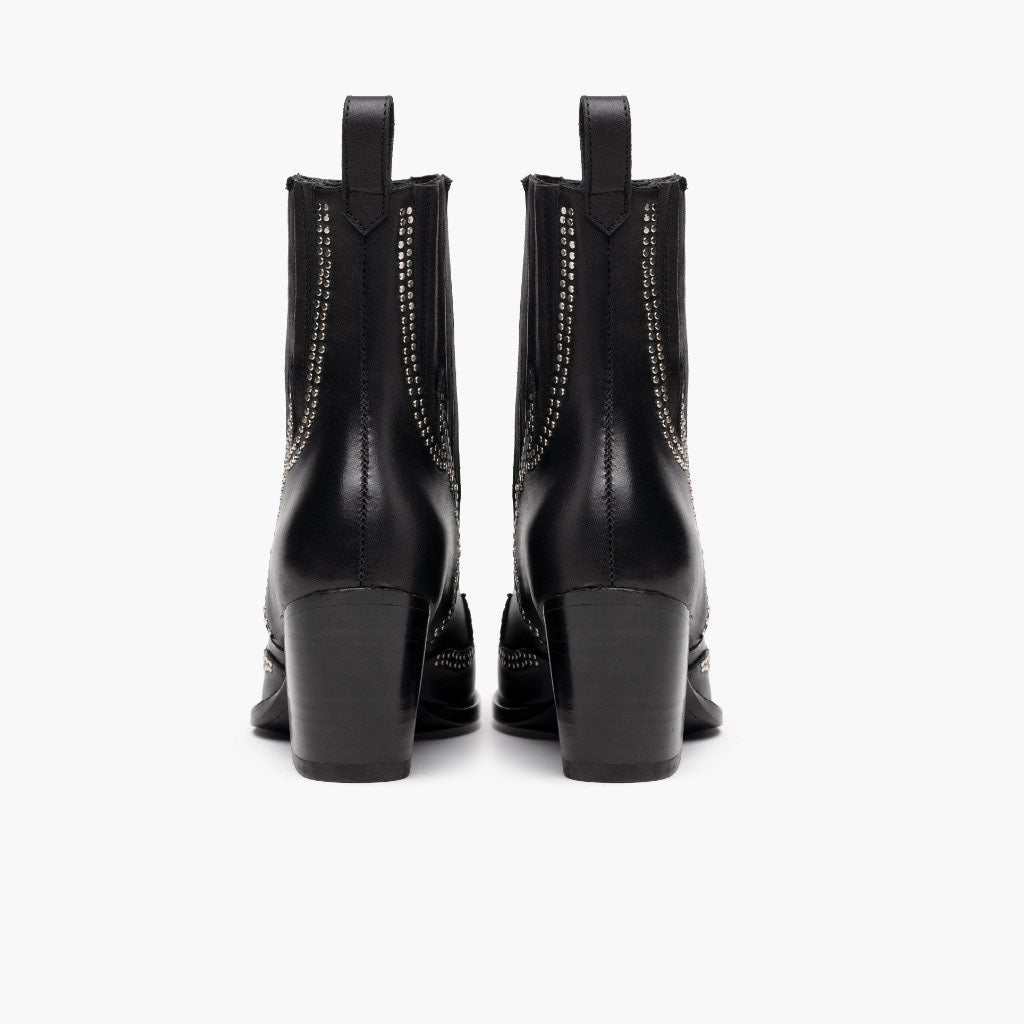 Icon Black Leather Boots - Reinforced Heel Counter & Precision Double-Row Stitching Detail