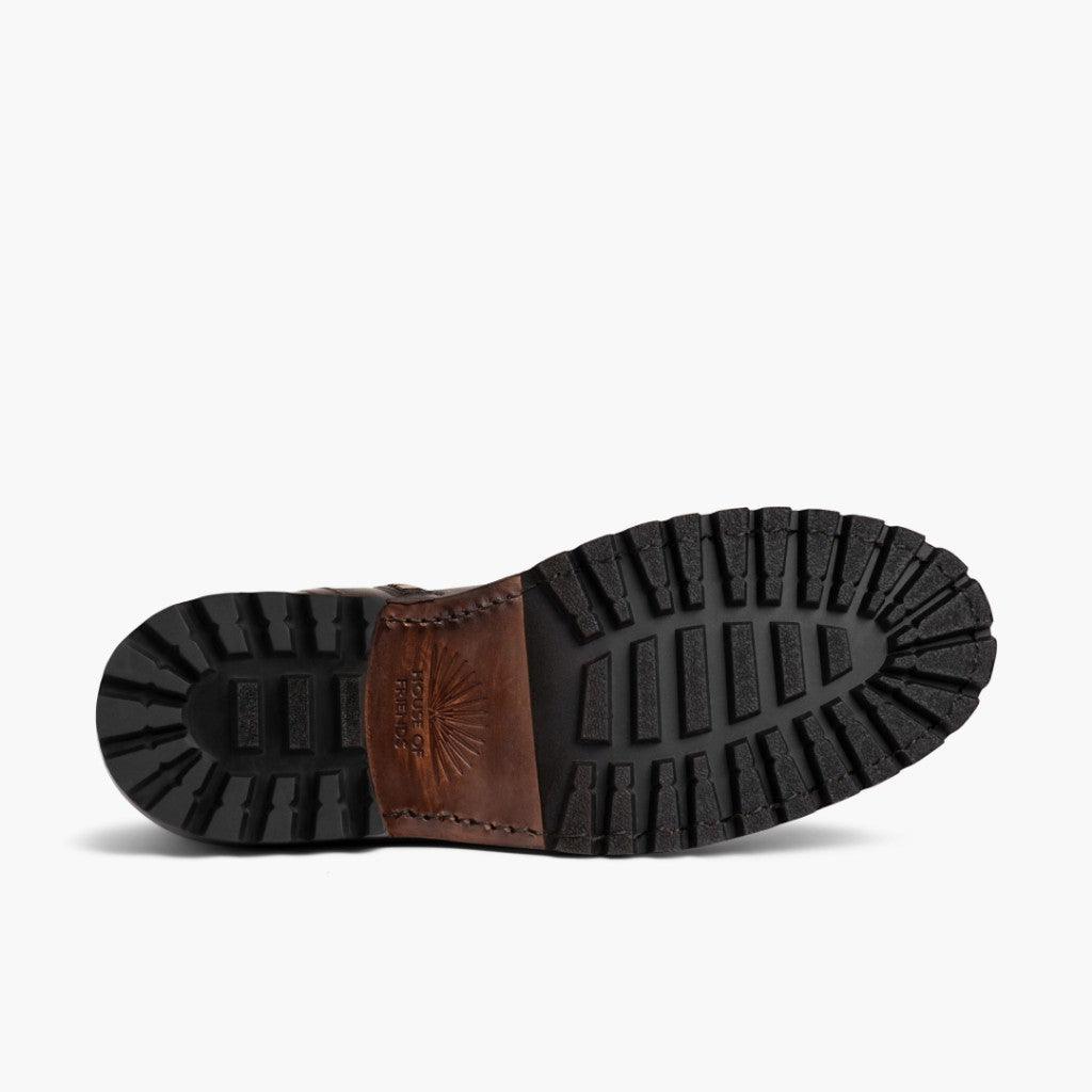Authentic Full-Grain Leather Grain Texture & Heavy-Duty Seam Stitching Detail