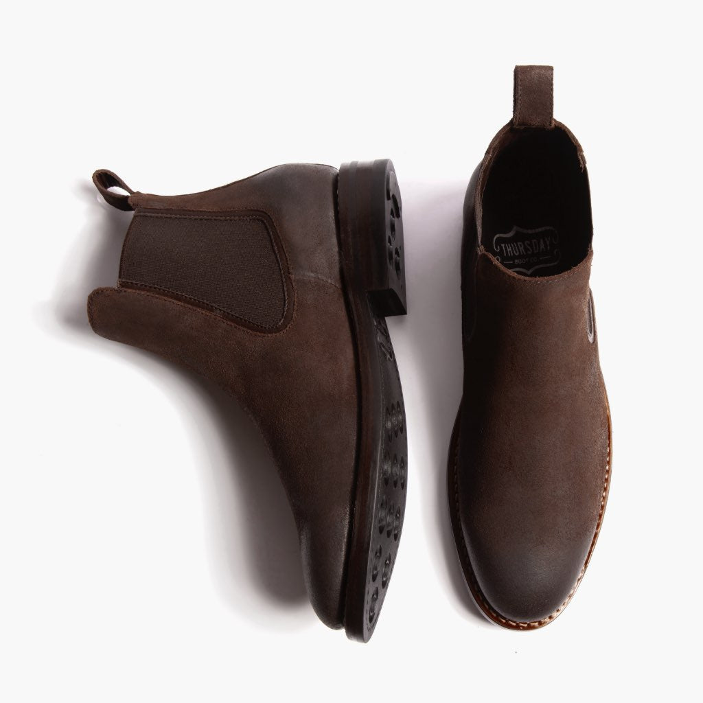 Duke Chocolate Suede أحذية بوت جلدية رجالي - دعامة الكعب المقواة وتفاصيل الخياطة المزدوجة الدقيقة