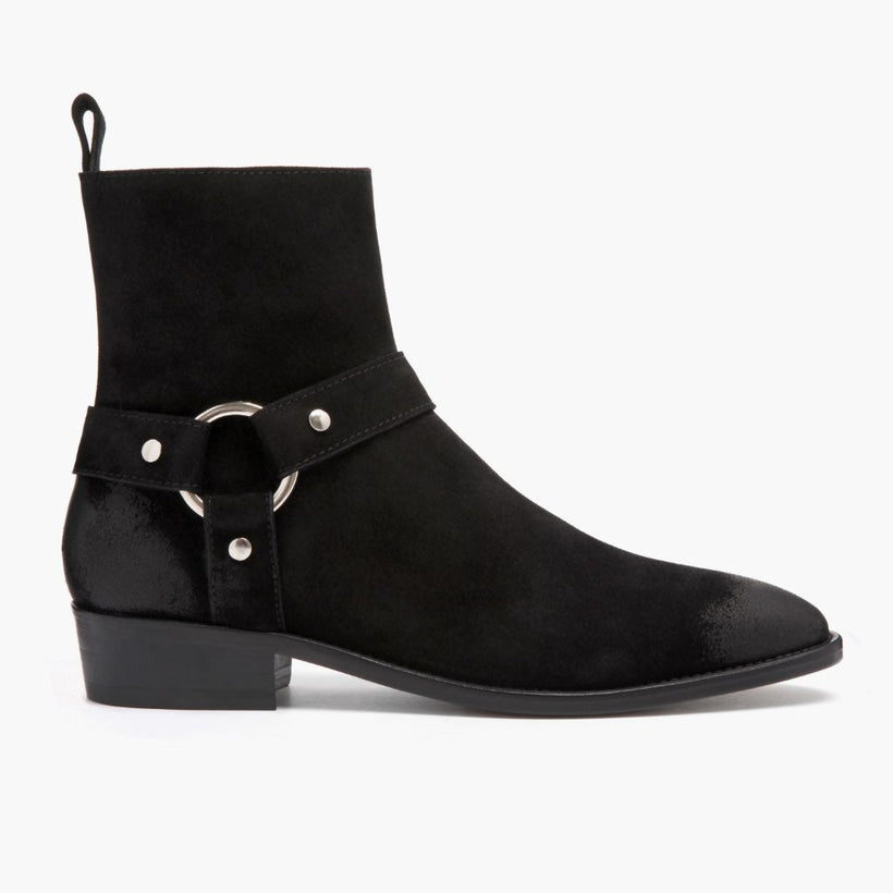 Harness أسود Suede Leather Boots رجالي