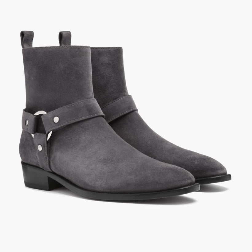 Harness Grey Suede Leather Boots رجالي