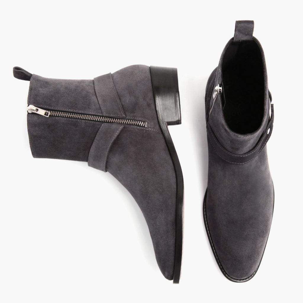 Harness Grey Suede أحذية بوت جلدية رجالي - دعامة الكعب المقواة وتفاصيل الخياطة المزدوجة الدقيقة