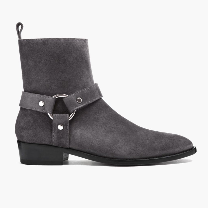 Harness Grey Suede Leather Boots رجالي