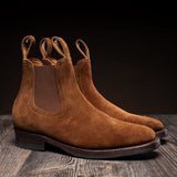 Journeyman Snuff Reverse Leather Boots in Classic Full-Grain Leather - Lateral Side Profile View | Buy Online