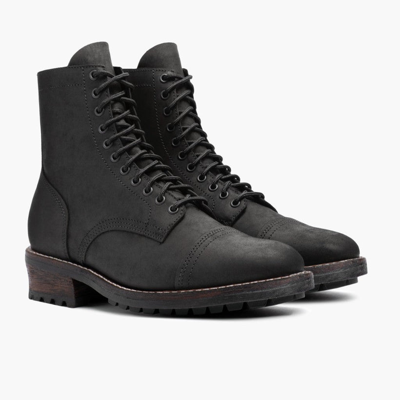 Logger أسود Matte Leather Boots رجالي