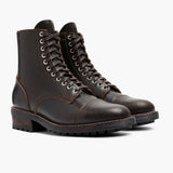 Logger Waxed Cacao Leather Boots in Classic Full-Grain Leather - Lateral Side Profile View | Buy Online