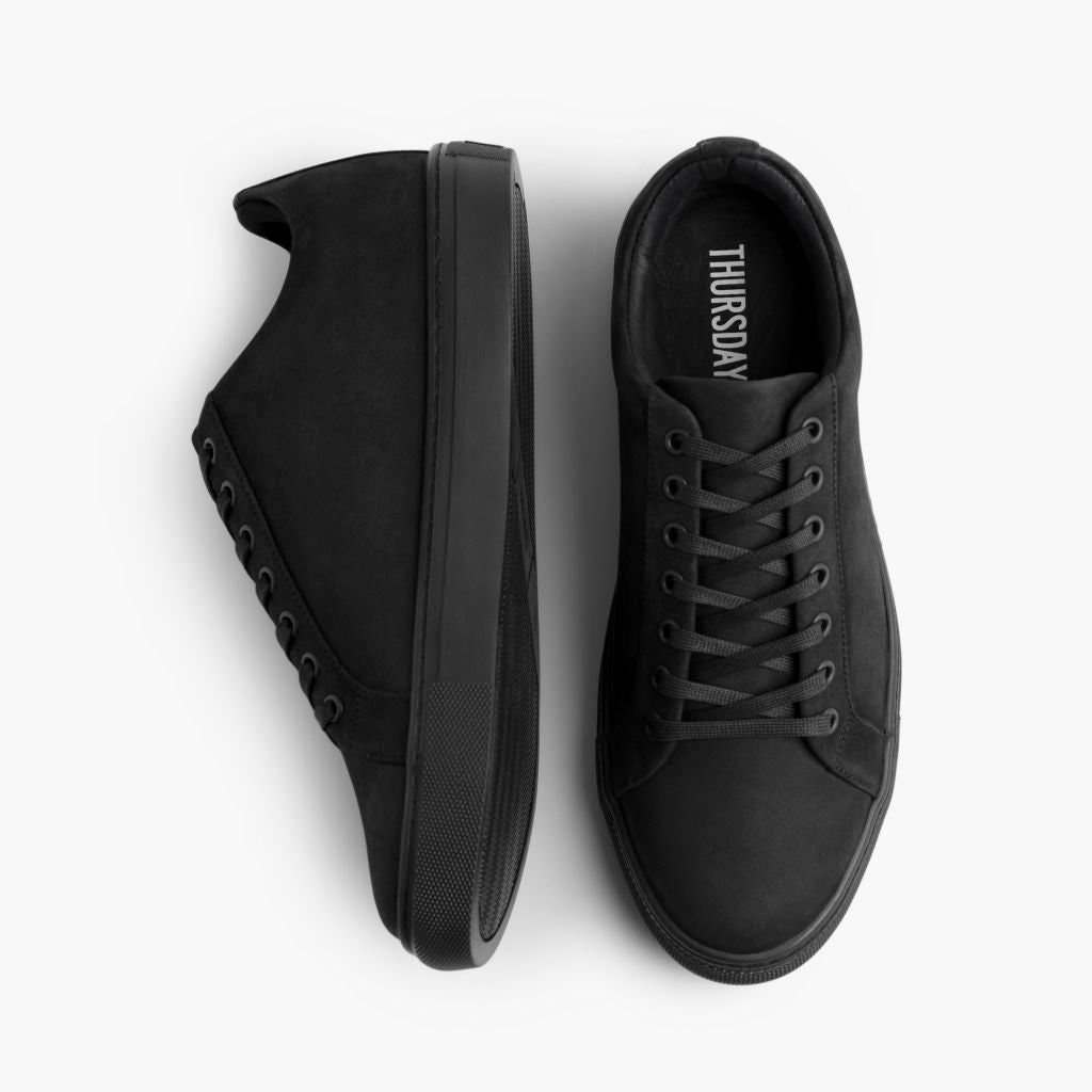 Premier Low Top أسود Matte سنيكرز جلدي كاجوال رجالي For Men - دعامة الكعب المقواة وتفاصيل الخياطة المزدوجة الدقيقة