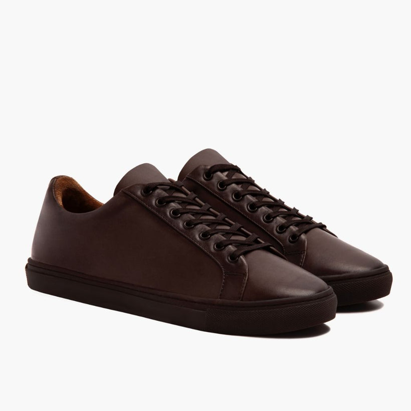 Premier Low Top Old English Leather Sneakers For Men in Classic Full-Grain Leather - Lateral Side Profile View | Buy Online