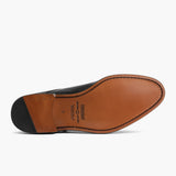 High-Traction Rubber Outsole & Lug Tread Pattern on Saint Black Leather Loafers For Men