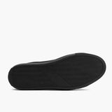 High-Traction Rubber Outsole & Lug Tread Pattern on Premier Low Top Black Matte Leather Sneakers For Men