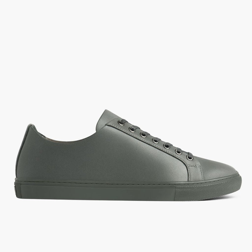 Grey Full-Grain leather Sneakers - Goodyear Welt Construction & Front Toe Box Detail