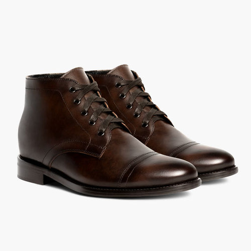 Cadet Rich Mahogany Leather Boots in Classic Full-Grain Leather - Lateral Side Profile View | Buy Online