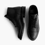 Vanguard Black Waxed Roughout Leather Boots For Men - Reinforced Heel Counter & Precision Double-Row Stitching Detail