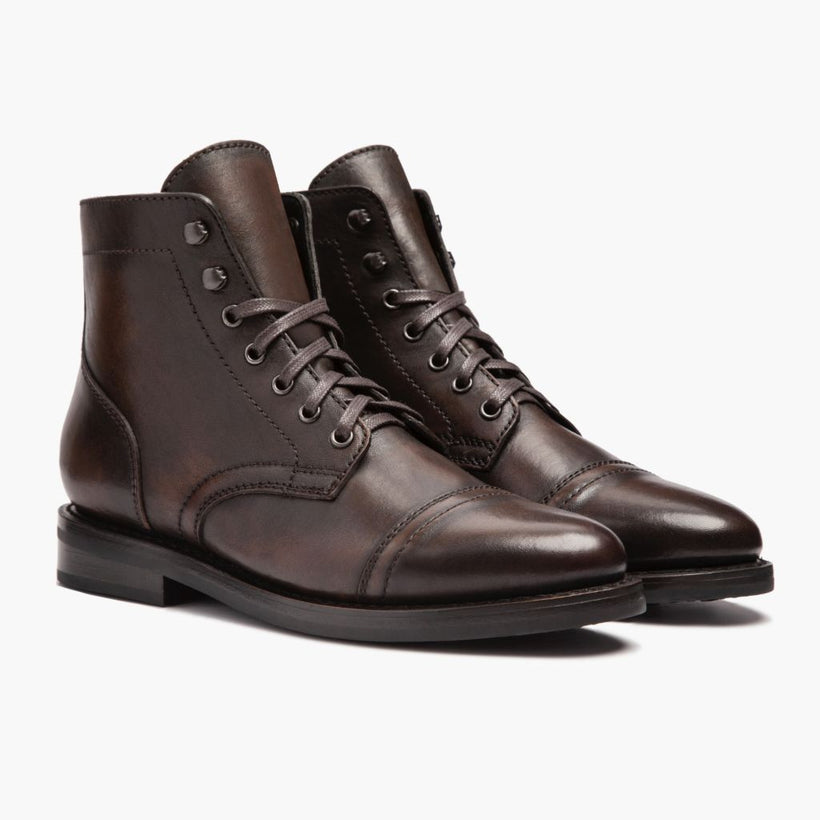 Captain أسود Coffee Leather Boots نسائي