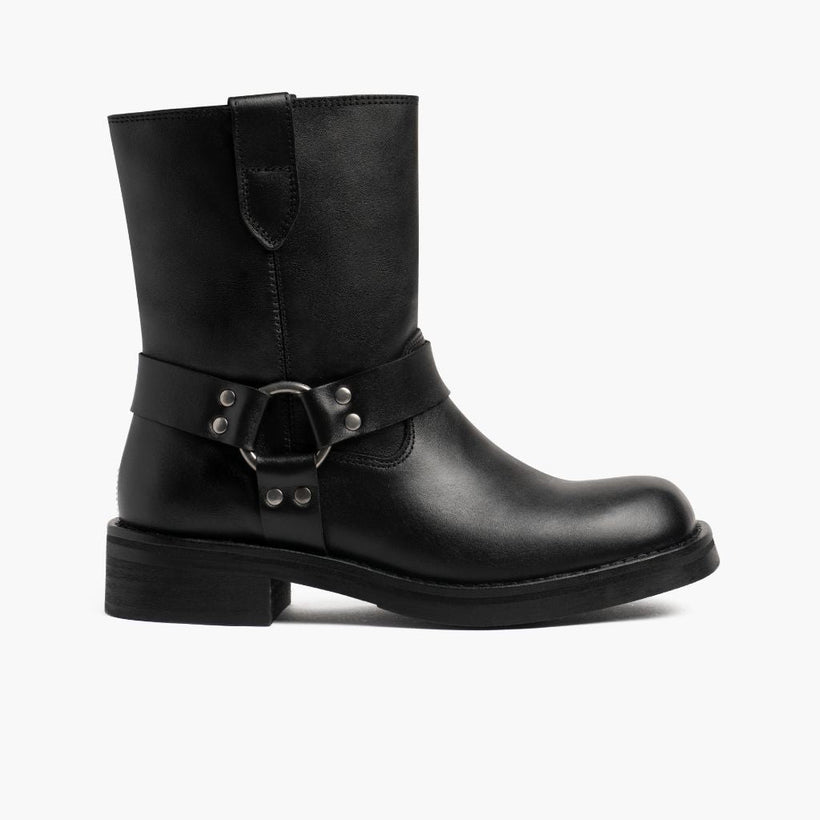 Outlaw أسود Leather Boots نسائي