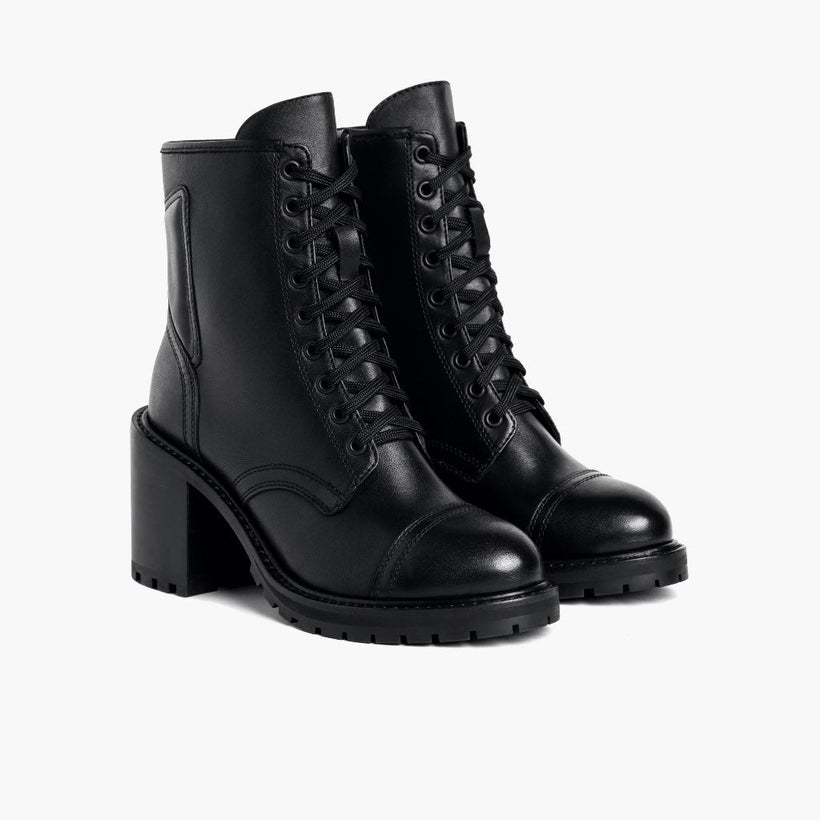 Rebel أسود Leather Boots نسائي