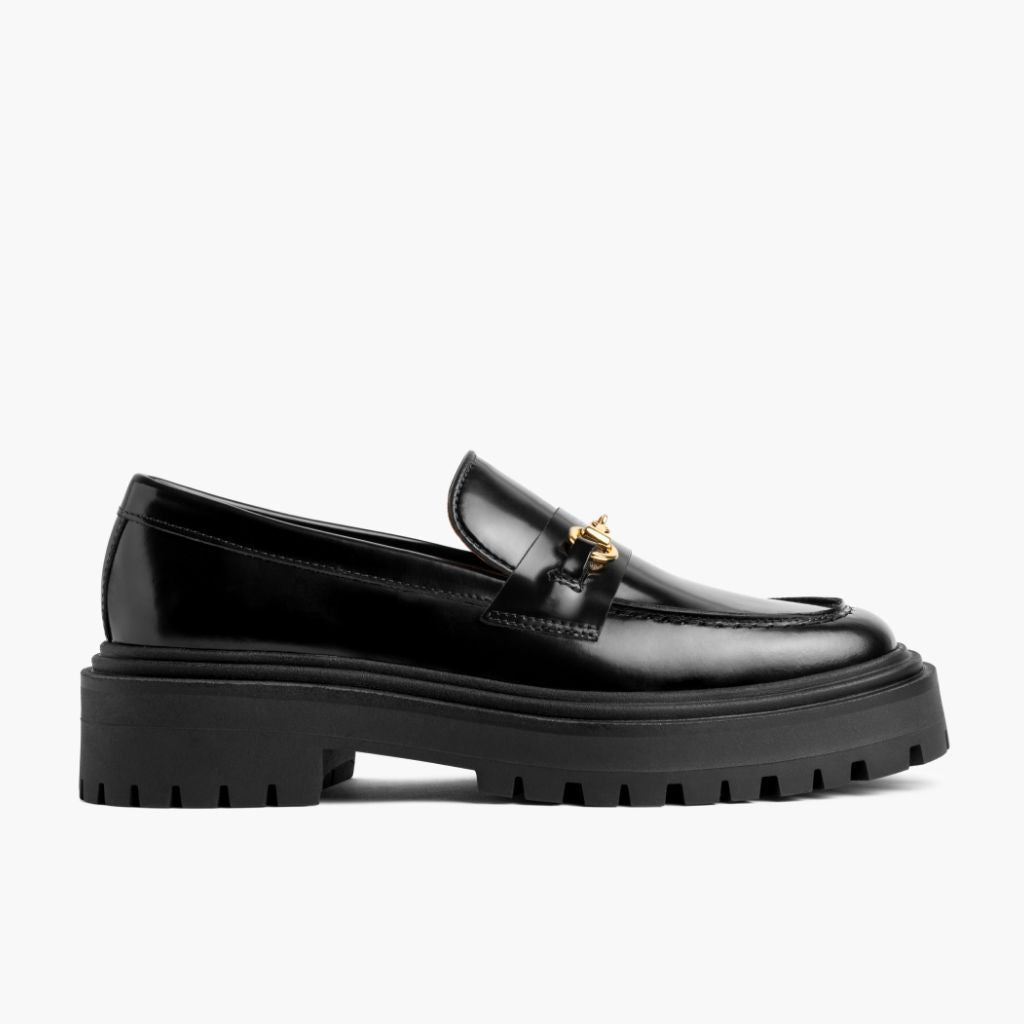 Black Full-Grain leather Loafers - بناء غوديير ويلت المتين وتفاصيل مقدمة الحذاء