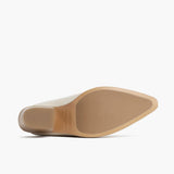 High-Traction Rubber Outsole & Lug Tread Pattern on Women's Summer Ivory Leather Boots