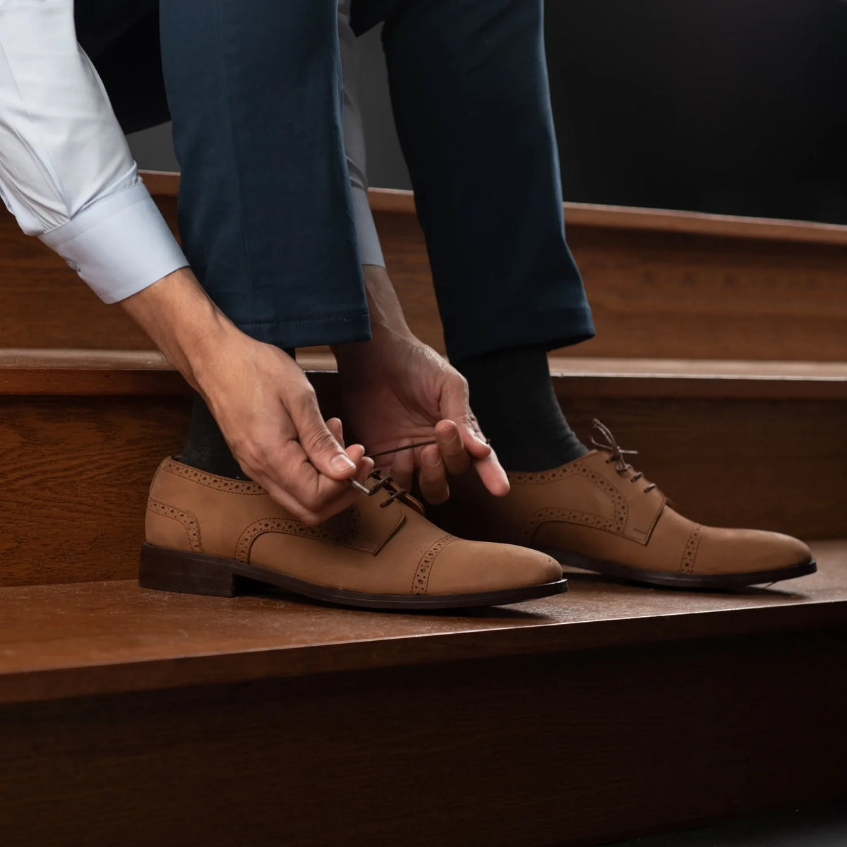 Orlaven Dirk Brogues Derby بني Nubuck أحذية جلدية كلاسيكية رجالي footwear image 10