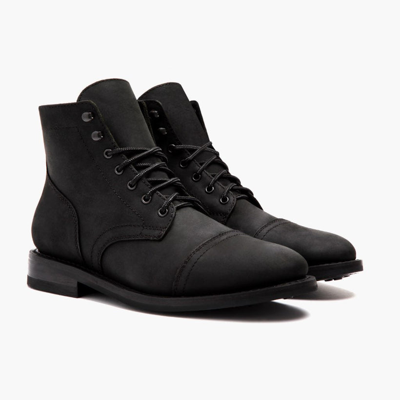 Captain أسود Matte Leather Boots رجالي