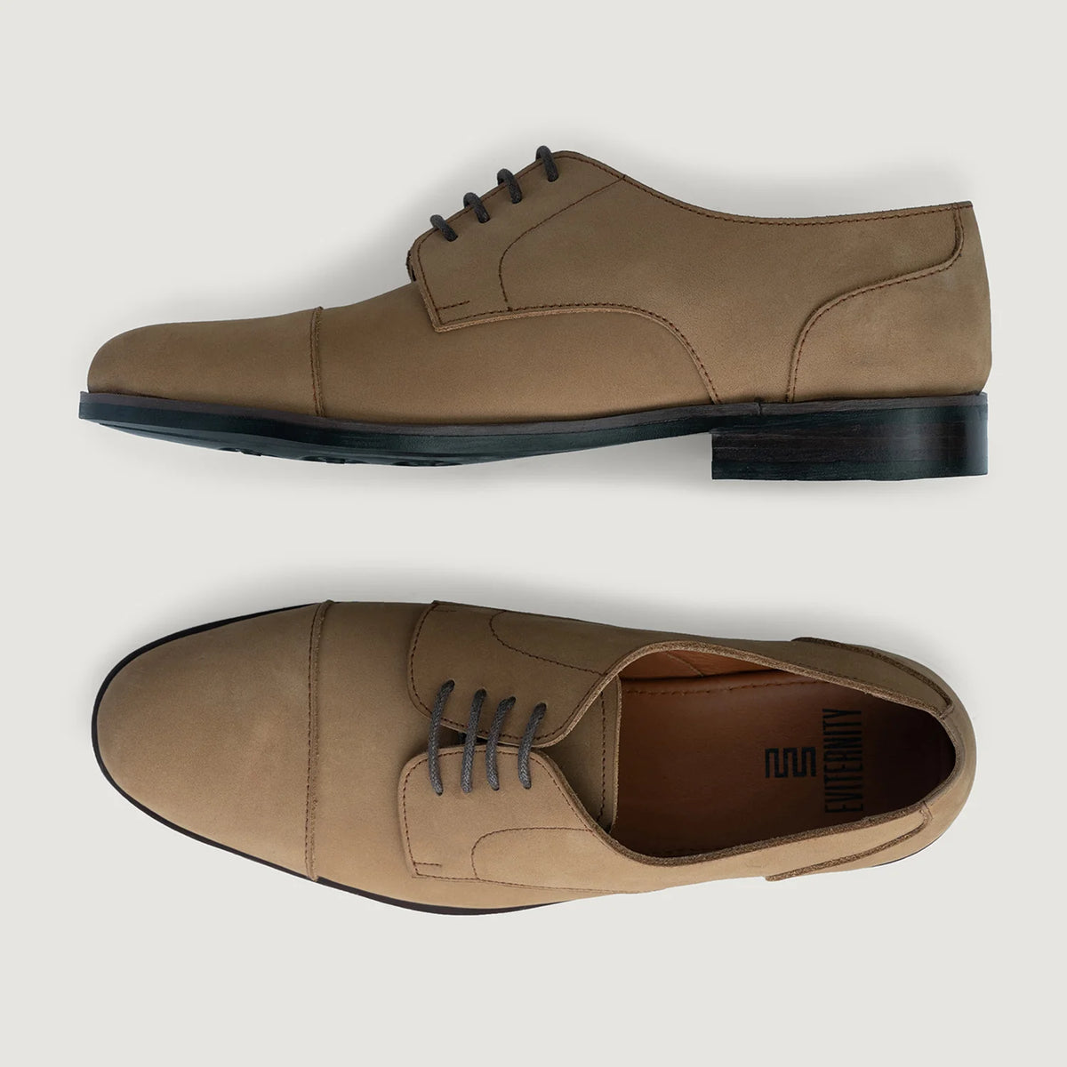 Attorney Derby Brown Nubuck Leather Shoes StudGuard For Men - دعامة الكعب المقواة وتفاصيل الخياطة المزدوجة الدقيقة