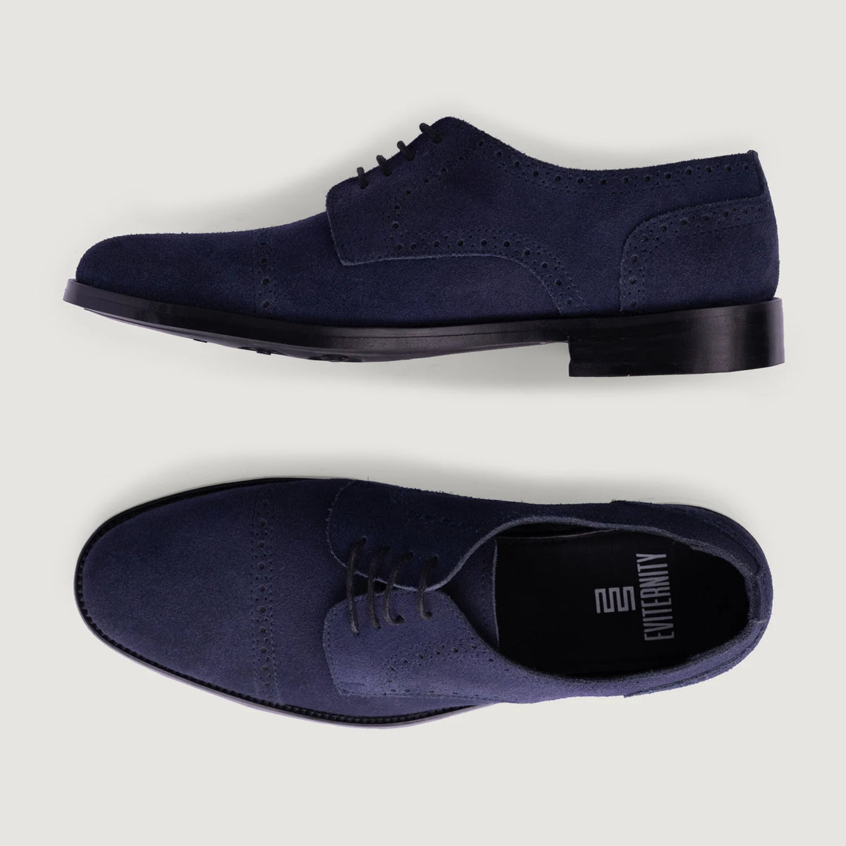 High-Traction Rubber Outsole & Lug Tread Pattern on Dirk Brogues Derby أزرق Suede أحذية جلدية كلاسيكية - StudGuard رجالي