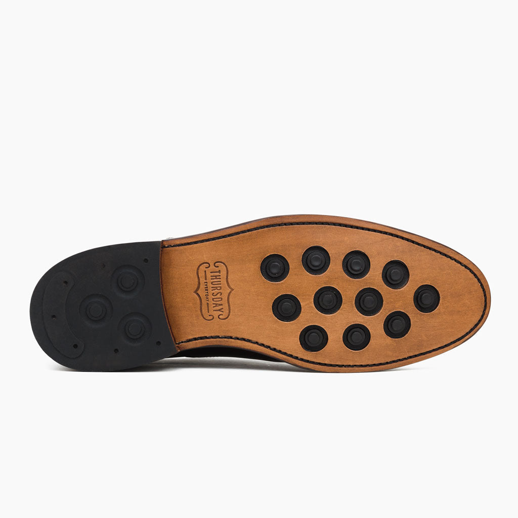 High-Traction Rubber Outsole & Lug Tread Pattern on Cavalier أسود أحذية بوت جلدية رجالي