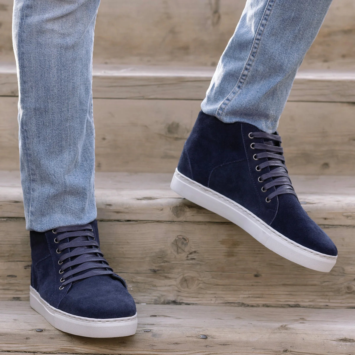 Orlaven Marty High Top أزرق Suede سنيكرز جلدي كاجوال رجالي footwear image 9