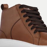 High-Traction Rubber Outsole & Lug Tread Pattern on Marty High Top Tan Leather Sneakers