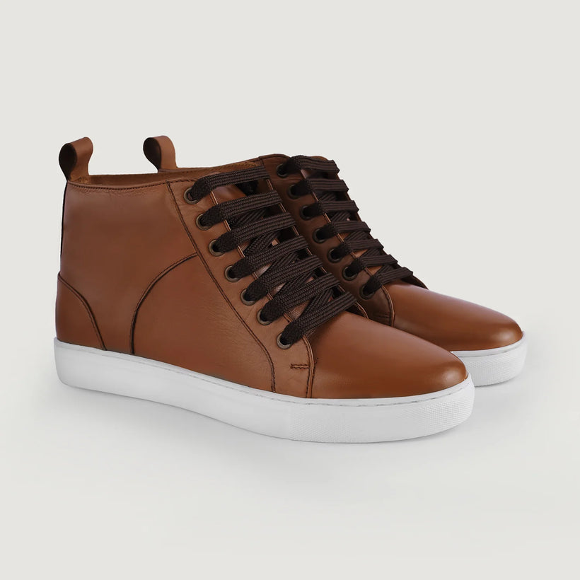 Marty High Top بيج تان سنيكرز جلدي كاجوال رجالي