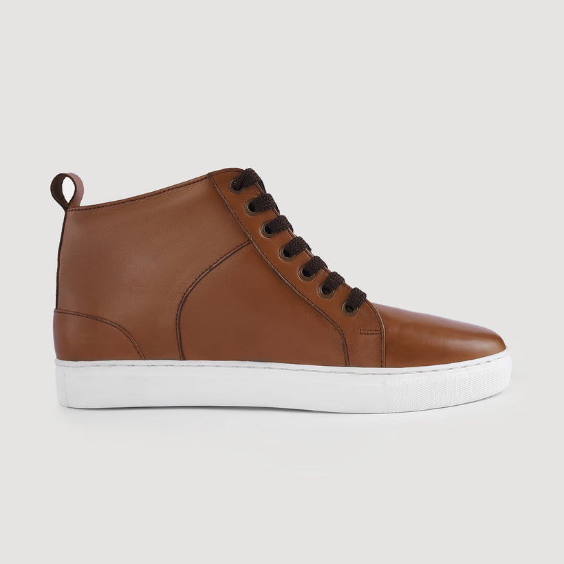 Marty High Top بيج تان سنيكرز جلدي كاجوال رجالي