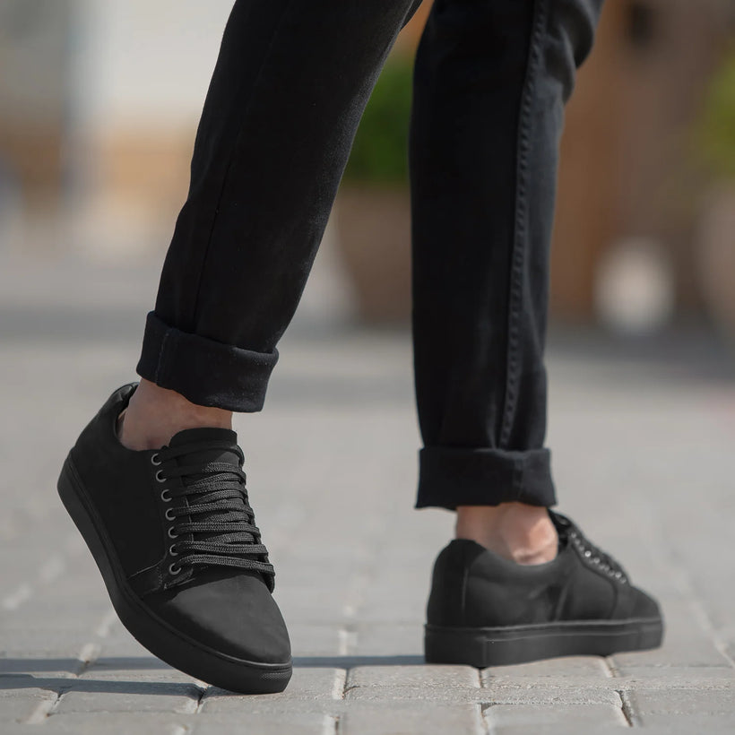 Murphy Low Top أسود Nubuck سنيكرز جلدي كاجوال رجالي