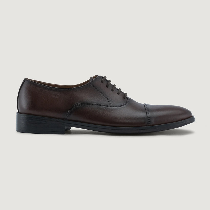Professor Oxford Burnished بني Leather Shoes رجالي