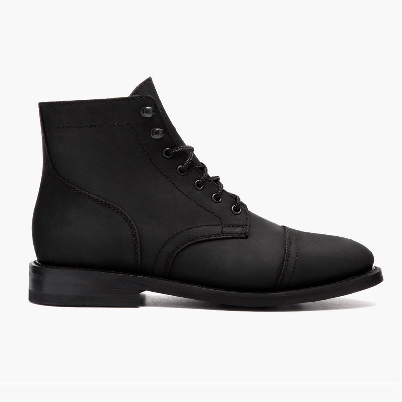 Captain أسود Matte Leather Boots رجالي