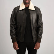 
Airin G-1 بني & Cream جاكيت بومبر جلد رجالي in Brown Sheepskin Leather - عرض أمامي وقَصّة مفصلة أنيقة | شراء أونلاين عبر المتجر الرسمي