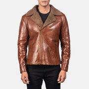 Men's Alberto Shearling بني جاكيت جلد رجالي - Lateral Side Profile View Showing Sleeve Cut &amp; Athletic Taper Fit