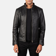 
Alex Black Leather Biker Jacket in Black Cowhide Leather - عرض أمامي وقَصّة مفصلة أنيقة | شراء أونلاين عبر المتجر الرسمي
