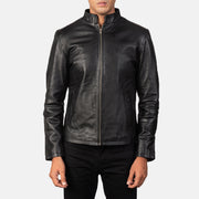 
Alex Black Leather Biker Jacket - عرض جانبي يوضح قَصّة الأكمام المريحة
