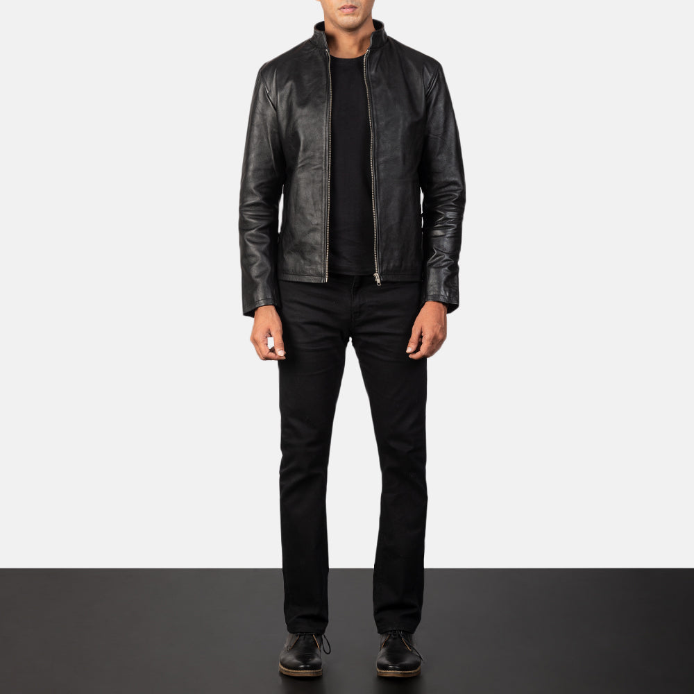 
تفاصيل مقربة of Band & Zipper Hardware on Alex Black Leather Biker Jacket