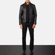 
تفاصيل مقربة of Band & Zipper Hardware on Alex Black Leather Biker Jacket