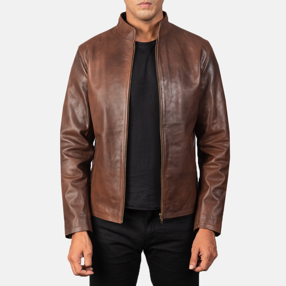 
Alex جاكيت بايكر جلد طبيعي رجالي – alternate product view 1