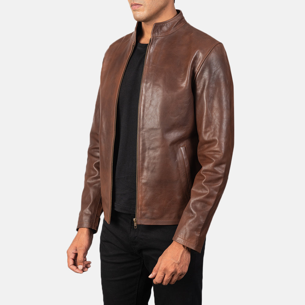 
Alex جاكيت بايكر جلد طبيعي رجالي – alternate product view 2