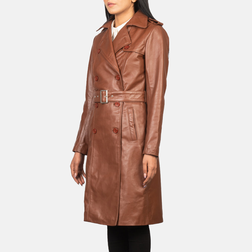 
Black Cowhide leather Coat - عرض خلفي يوضح تفصيل الأكتاف المتقن والحاشية النظيفة