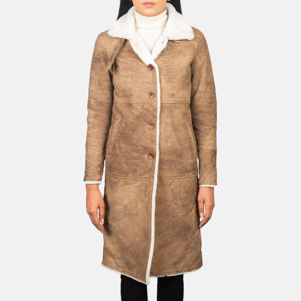 Authentic Sheepskin Leather with Semi-aniline Finish Grain Texture & Heavy-Duty Seam Stitching Detail